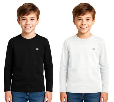 Bahob® 2 Pack Boys Long Sleeve T-Shirt Top Children's Round Neck Long-Sleeve T-Shirt Soft Cotton 3-14 Years kids t shirt