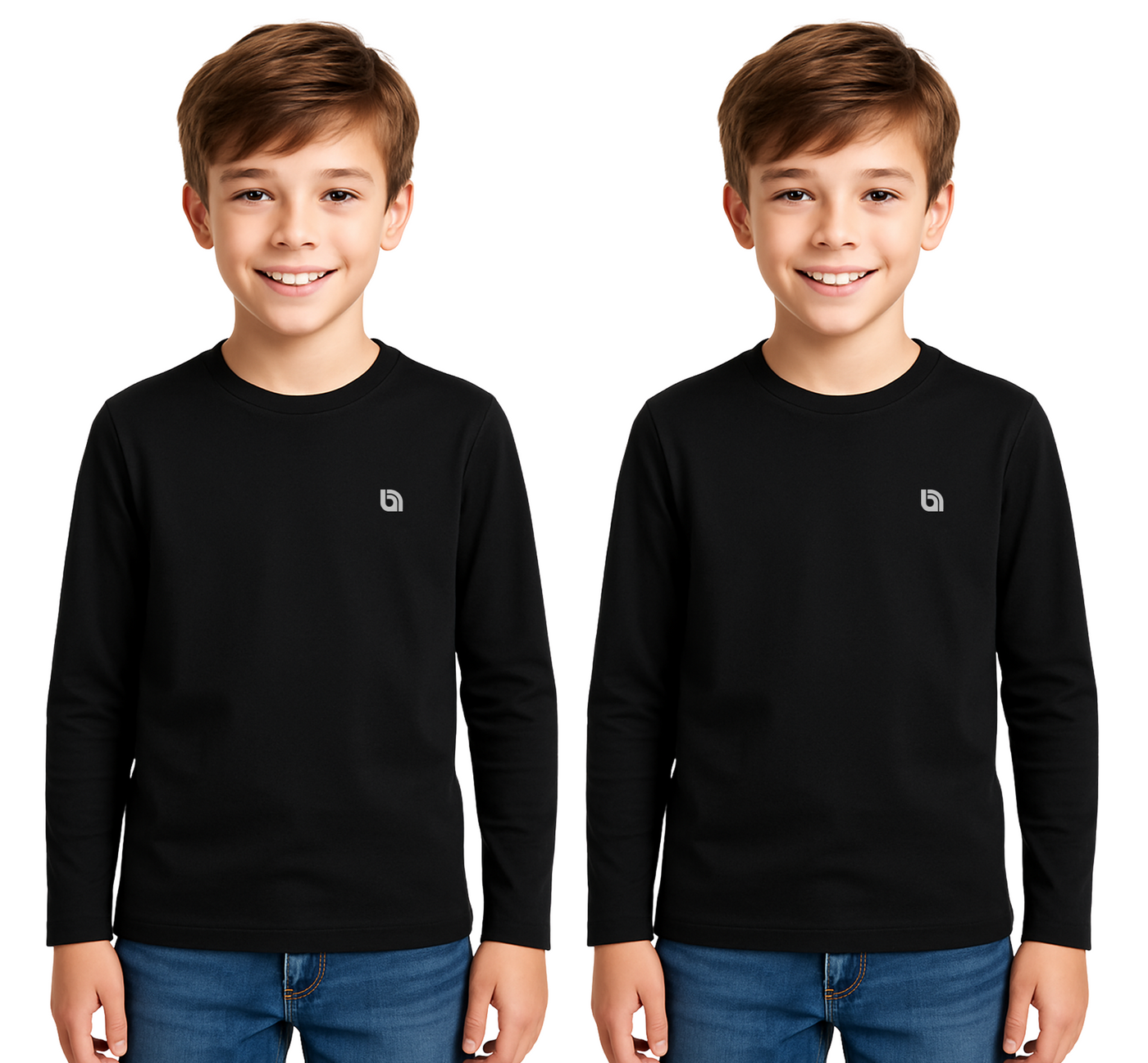 Bahob® 2 Pack Boys Long Sleeve T-Shirt Top Children's Round Neck Long-Sleeve T-Shirt Soft Cotton 3-14 Years kids t shirt