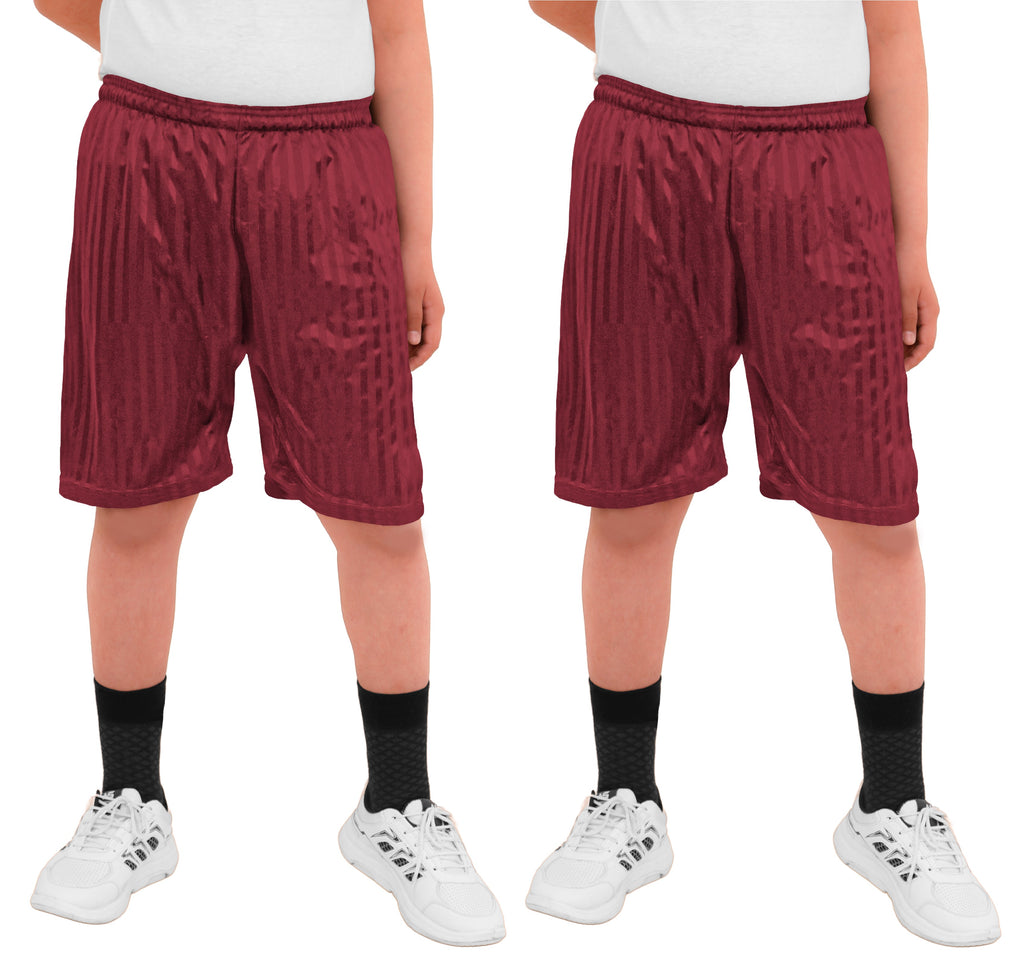 2 Pack Boys Girls Unisex Shadow Stripe Gym Sports Football Games School PE Shorts 5 to 14 Years