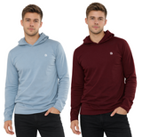 2 Pack Men's Lightweight Jersey Pullover Hoodie Long Sleeve Hooded T-Shirt for Gym & Everyday Wear S-3XL