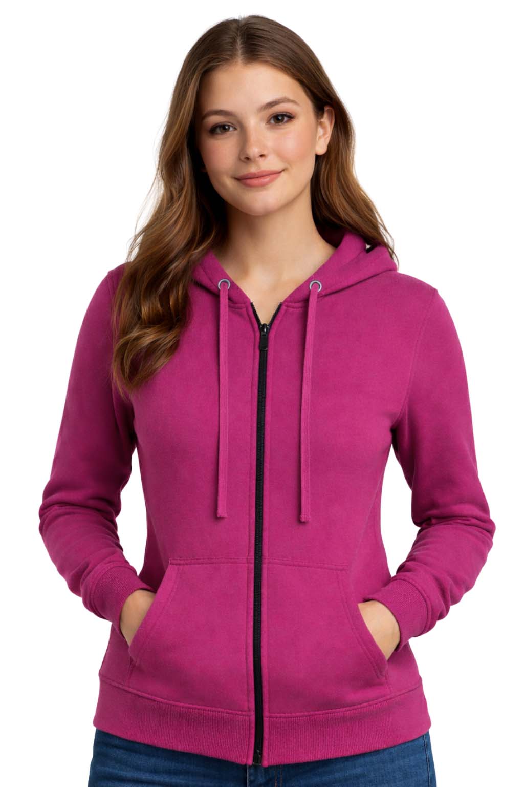 Bahob® Womens Ladies Plain Zip Up Hoodie Long Sleeve Sweatshirt Full Zip Top Soft Jumper Jacket Hoodies Top S-3XL