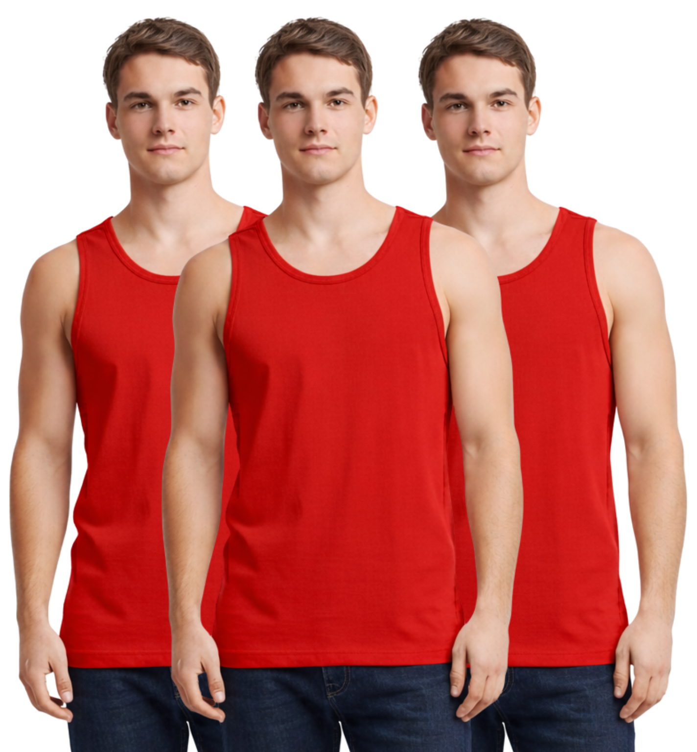 Bahob® New Men's Vest Multi Pack Lot Basic Regular Fitted Cotton Tank Top Athletic Soft Assorted Pack of 3