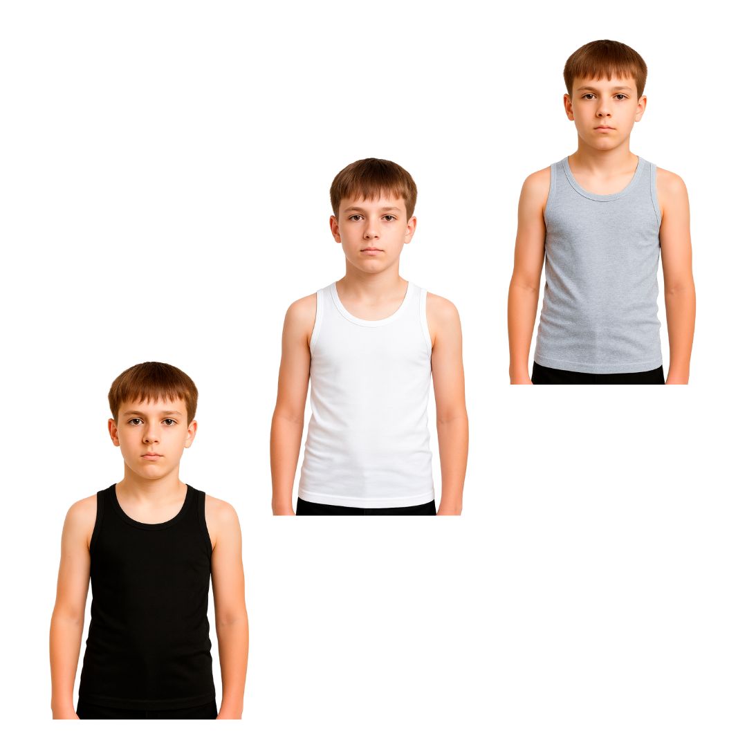Bahob® 6 Pack Boy's Underwear Vests Soft Cotton Tank Tops Kids Sleeveless Vests Undershirts 100% Cotton