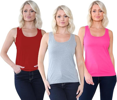 Bahob® 3 Pack Women's Vests Tank Tops for Women Super soft Cotton Vest S-2XL