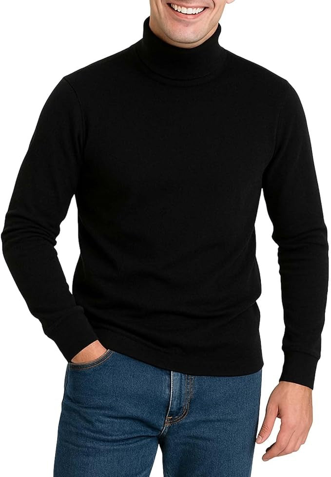 Bahob® Men's Turtleneck Slim Fit Men's Jumper Cotton Ribbed High Neck Pullover Sweater S-3XL