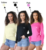 Bahob® 3 Pack Women's Classic-Fit Crewneck , Multipacks Ladies Long Sleeve T-Shirt Top S-XXL