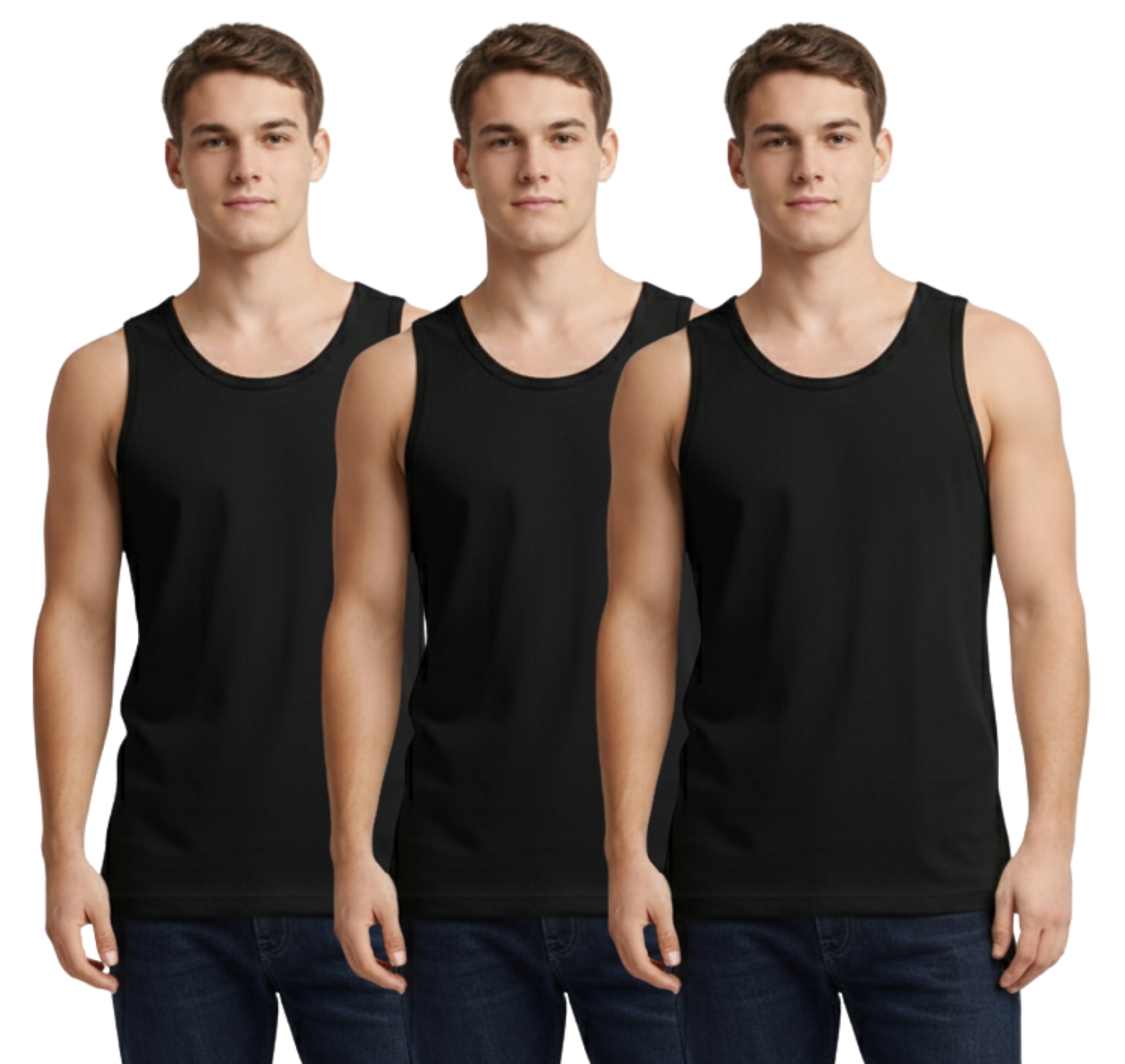 Bahob® New Men's Vest Multi Pack Lot Basic Regular Fitted Cotton Tank Top Athletic Soft Assorted Pack of 3