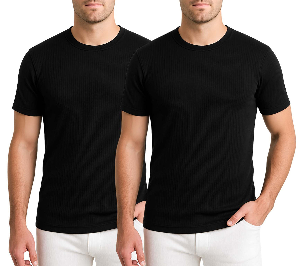 Bahob® Pack of 2 Men's Thermal Long & Half Sleeve Top, Warm Underwear Base layer Lightweight Soft Thermal Top S-XXL