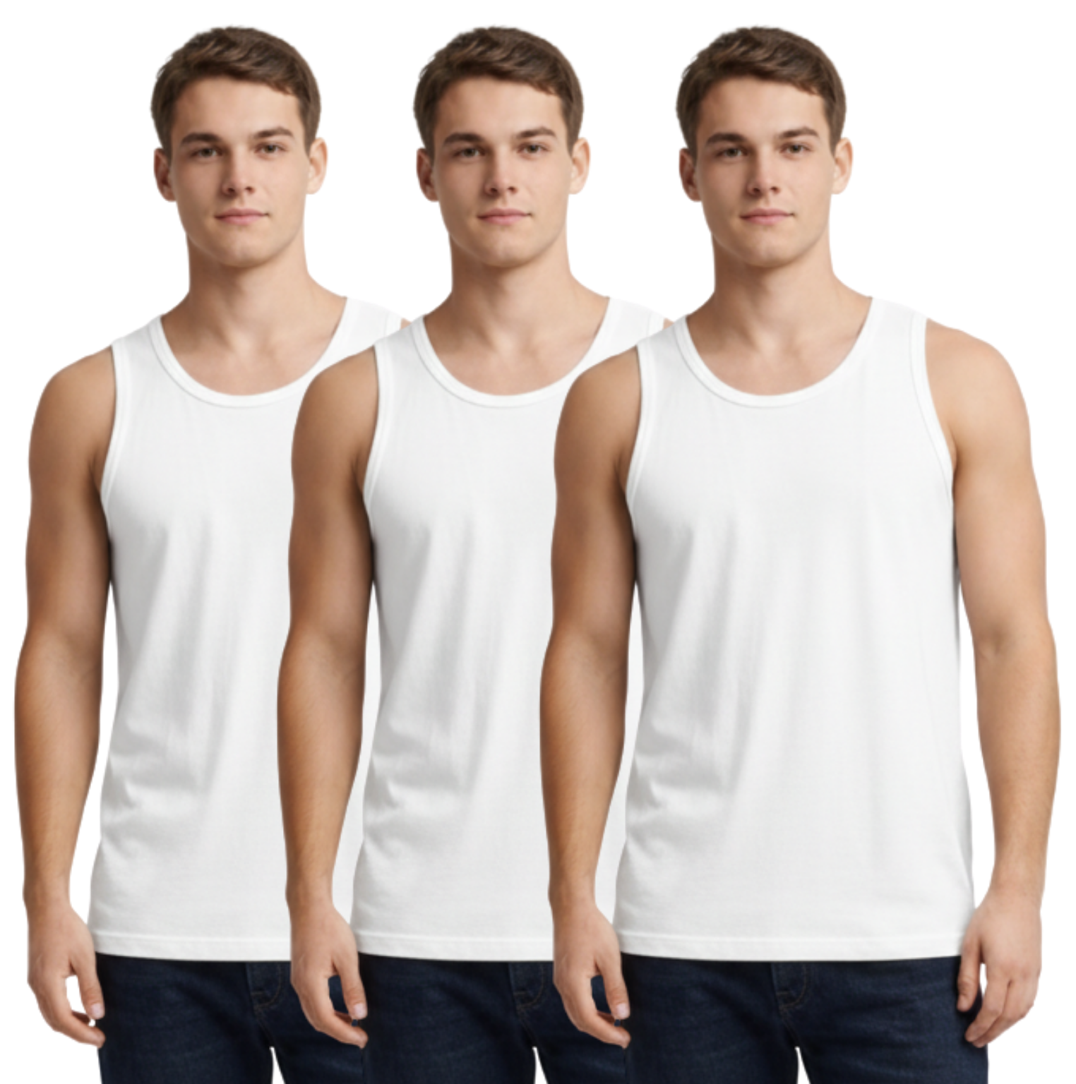 Bahob® New Men's Vest Multi Pack Lot Basic Regular Fitted Cotton Tank Top Athletic Soft Assorted Pack of 3
