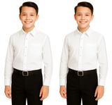 Bahob® 2 Pack Boy's School Uniform Long & Half Sleeve Button Down White School Shirts 3-14 Years