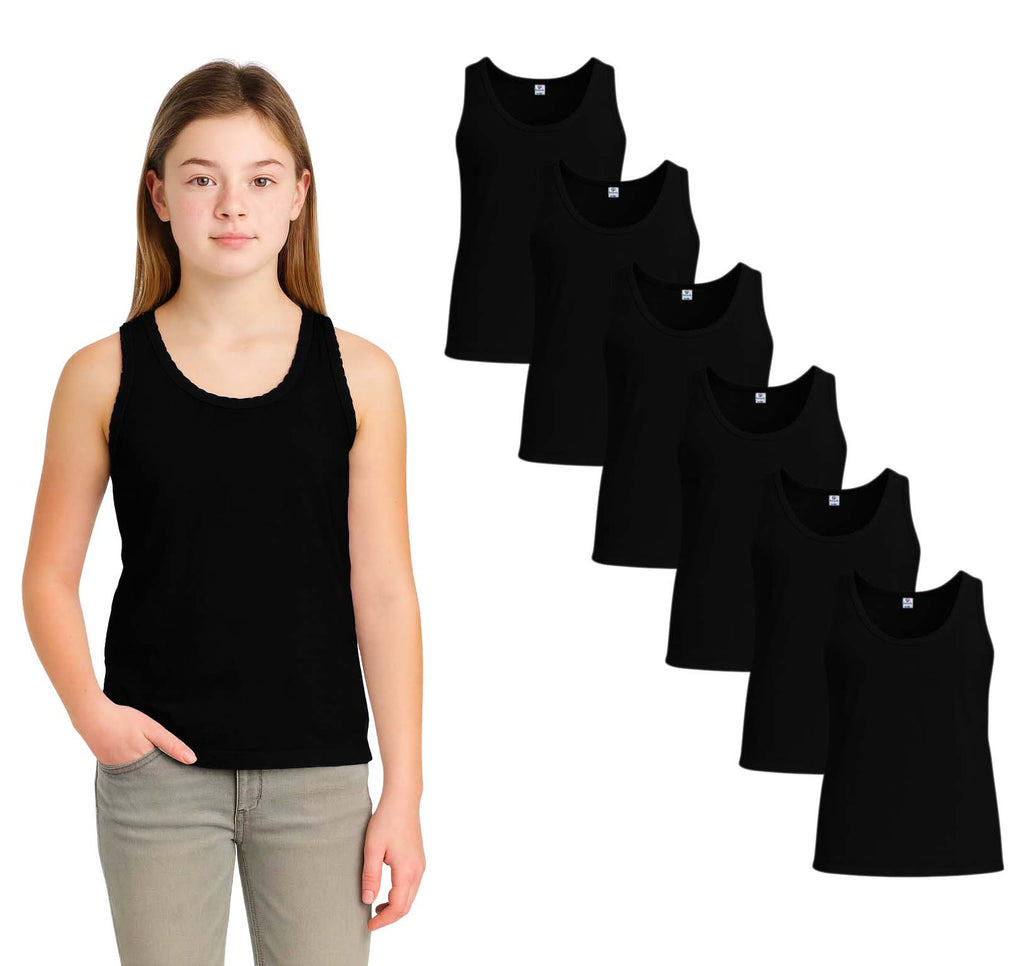 Bahob® 6 Pack Girl's Underwear Vests Soft Cotton Tank Tops Kids Sleeveless Vests Undershirts Cotton 5-14 Years