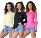 Bahob® 3 Pack Women's Classic-Fit Crewneck , Multipacks Ladies Long Sleeve T-Shirt Top S-XXL