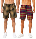 2 Pack Men's Cotton Pyjamas Lounge Shorts Bottoms Check Woven Checked Pyjama Bottoms S-3XL