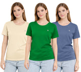 Bahob® 3 Pack Women's Classic-Fit Short-Sleeve Crew neck Plain Cotton T-Shirt S-XXL