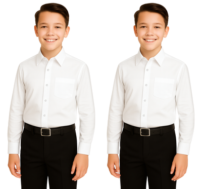 Bahob® 2 Pack Boy's School Uniform Long & Half Sleeve Button Down White School Shirts 3-14 Years