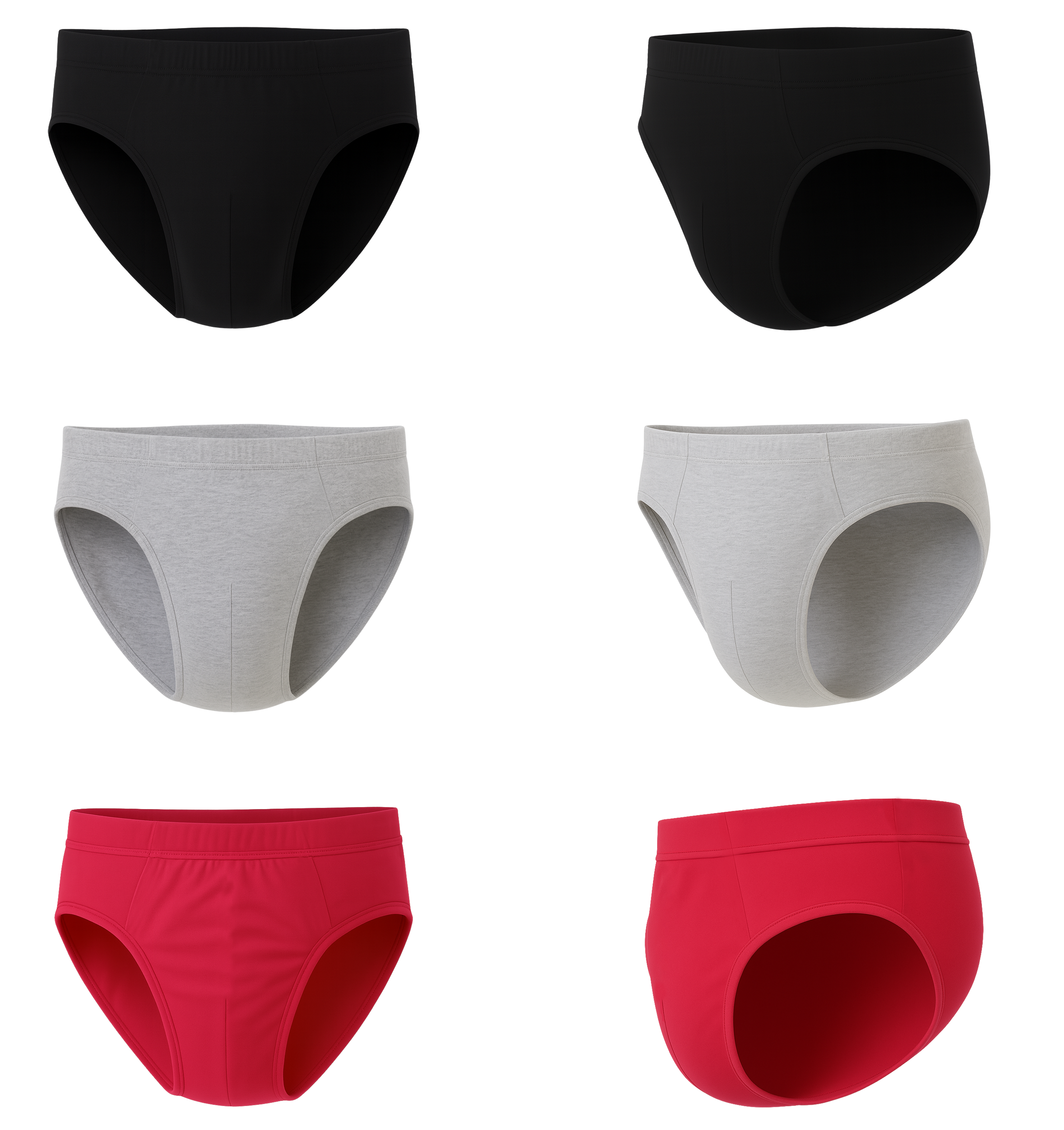 Bahob® 6 Pack Men's Underwear Briefs Ribbed Slips, Ultra Soft Sports Cotton Blend Slips Briefs