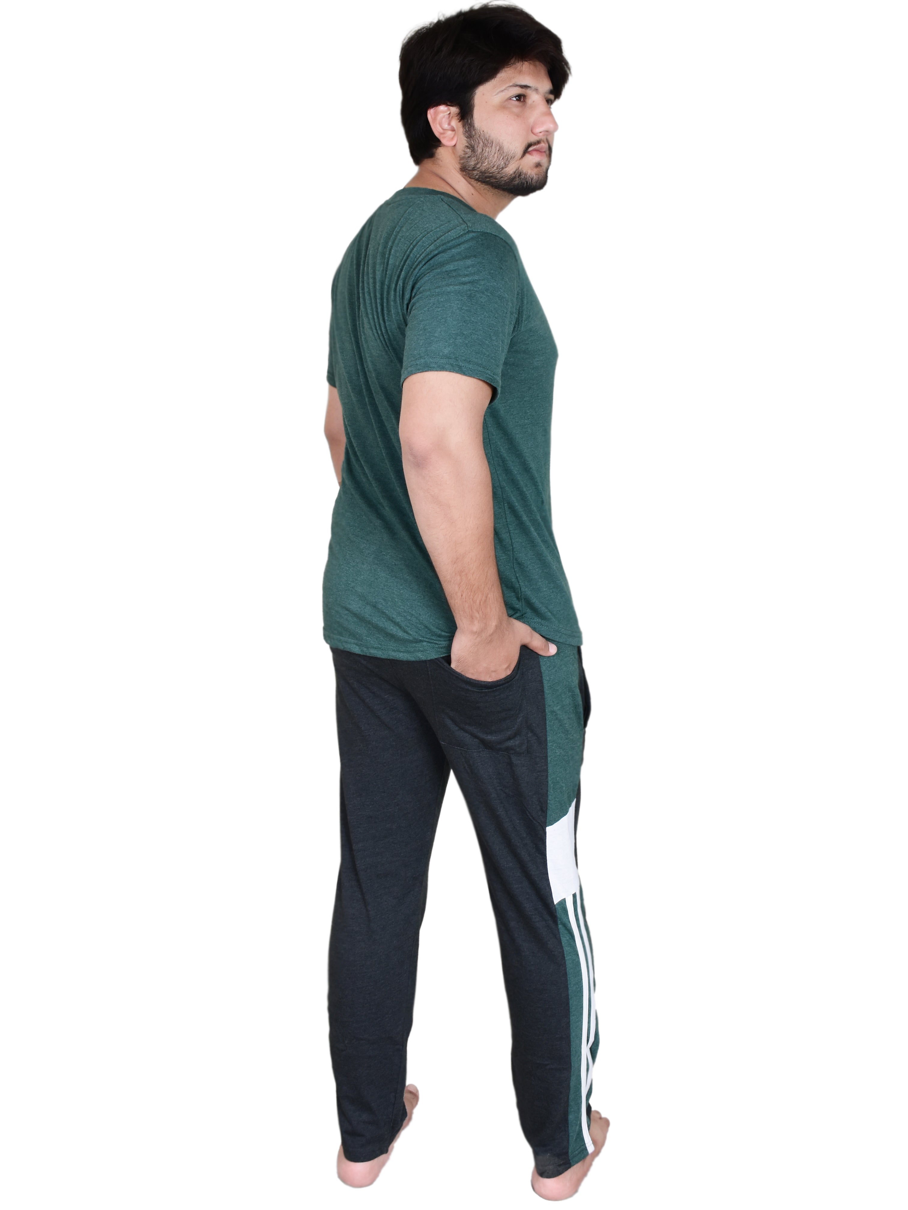 Men's Pyjamas Sets, Plain Short Sleeve Top and Bottoms Loungewear Set - Bahob
