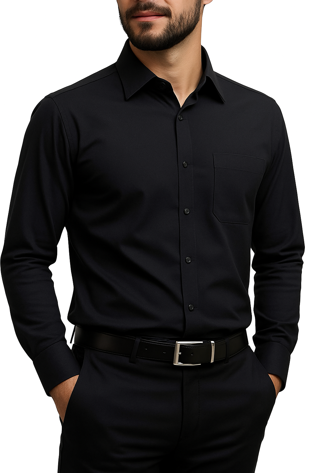 Bahob® Men's Formal Dress Shirt Long Sleeve Mens Dress Shirt 100% Cotton Plain Business Wedding Work Causal Button Down Shirts for Men with Pocket S-3XL