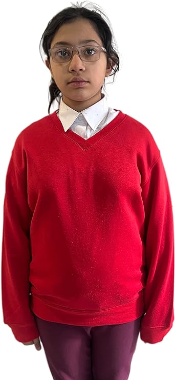 Red V neck jumper for girls