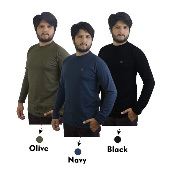 Bahob® 3 Pack Men's Long-Sleeved T-Shirt Round Neck T-Shirts Comfortable Crewneck Neck Tops for Men Soft Cotton S-3XL - Image 2