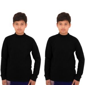 2 Pack Kids Girls Boys High Neck Long Sleeve Polo Tops Turtleneck Jumper Cotton Rib Top 5-14 Years