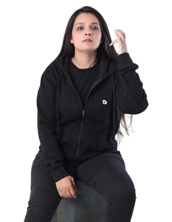 Bahob® Womens Ladies Plain Zip Up Hoodie Long Sleeve Sweatshirt Full Zip Top Soft Jumper Jacket Hoodies Top S-3XL - Image 5