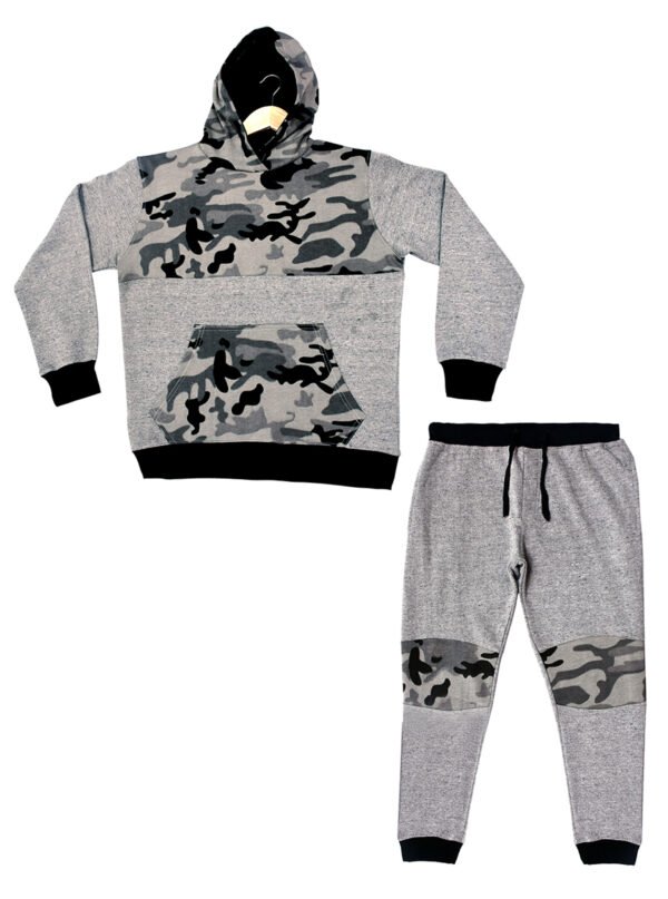 Bahob® Boys Tracksuit Activewear 2 Piece Fleece Pull Over Hoodie and Joggers Camouflage Contrast Tracksuit Set 5-14 Years - Image 3