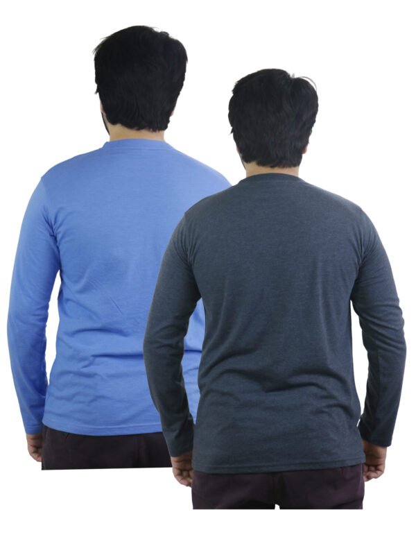 Bahob® 2 Pack Men's Long Sleeve T-Shirt Top Round Neck Full Sleeve T-Shirt Soft Cotton - Image 6