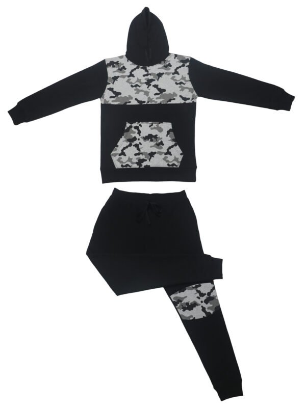Bahob® Boys Tracksuit Activewear 2 Piece Fleece Pull Over Hoodie and Joggers Camouflage Contrast Tracksuit Set 5-14 Years - Image 4