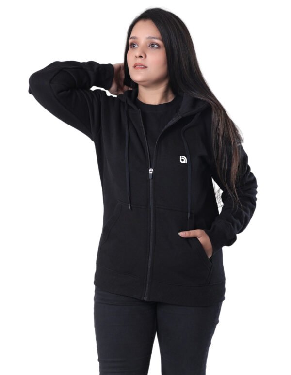 Bahob® Womens Ladies Plain Zip Up Hoodie Long Sleeve Sweatshirt Full Zip Top Soft Jumper Jacket Hoodies Top S-3XL - Image 4