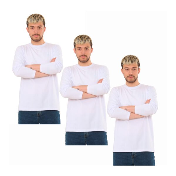 Bahob® 3 Pack Men's Long-Sleeved T-Shirt Round Neck T-Shirts Comfortable Crewneck Neck Tops for Men Soft Cotton S-3XL - Image 4