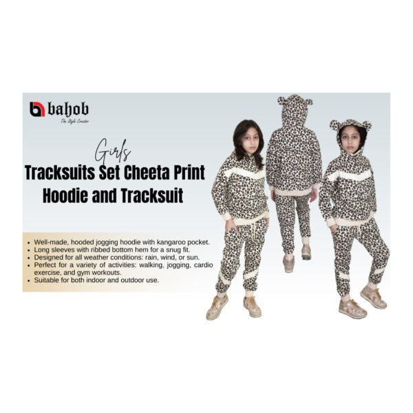 Bahob® 1 Pack Girls Tracksuits Set Cheetah Print Hoodie and Tracksuit Jogging Bottoms Kids Track Suits Activewear Sets for Girls 5-14 Years - Image 6