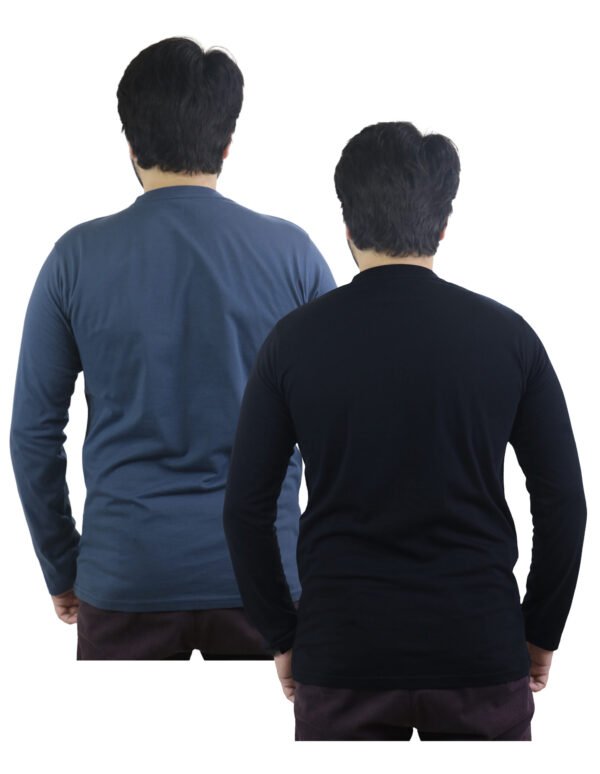 Bahob® 2 Pack Men's Long Sleeve T-Shirt Top Round Neck Full Sleeve T-Shirt Soft Cotton - Image 4
