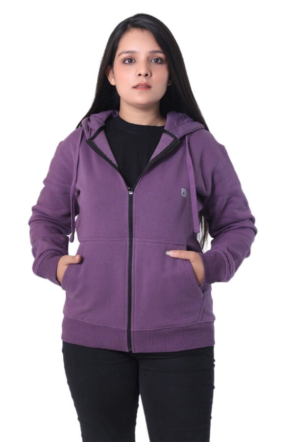 Bahob® Womens Ladies Plain Zip Up Hoodie Long Sleeve Sweatshirt Full Zip Top Soft Jumper Jacket Hoodies Top S-3XL - Image 9