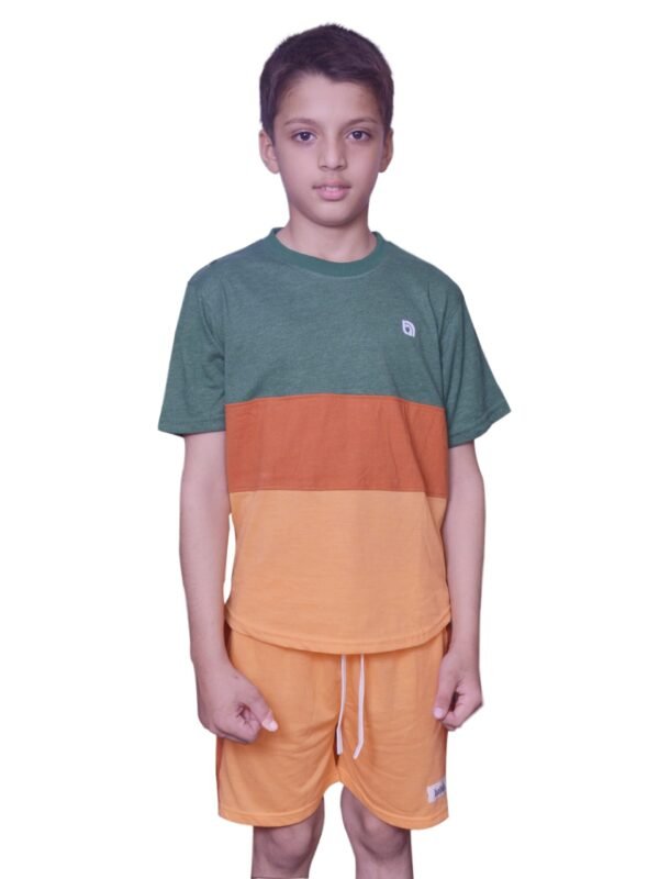 Bahob® Kids Short Set Top & Shorts Set Short Sleeves T Shirt Contrast Kids Short Set Top & Shorts Set Short Sleeves T Shirt Contrast Paneled Sports Summer Two Piece Outfit Set Children 3-14 Years - Image 6