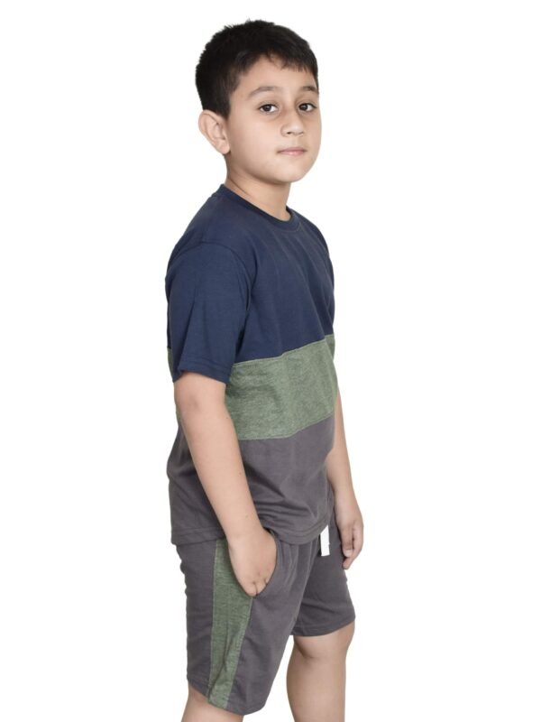 Bahob® Kids Short Set Top & Shorts Set Short Sleeves T Shirt Contrast Kids Short Set Top & Shorts Set Short Sleeves T Shirt Contrast Paneled Sports Summer Two Piece Outfit Set Children 3-14 Years - Image 3