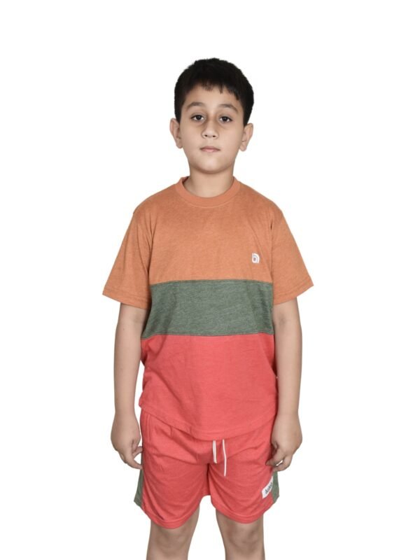 Bahob® Kids Short Set Top & Shorts Set Short Sleeves T Shirt Contrast Kids Short Set Top & Shorts Set Short Sleeves T Shirt Contrast Paneled Sports Summer Two Piece Outfit Set Children 3-14 Years - Image 4